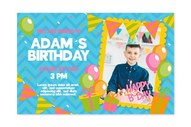 childrens birthday invitation template theme