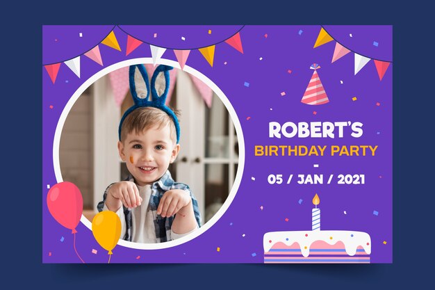 childrens birthday invitation template with photo