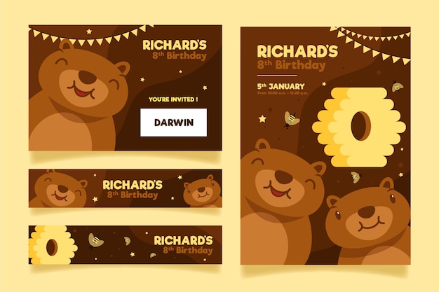 Free vector childrens birthday invitation template