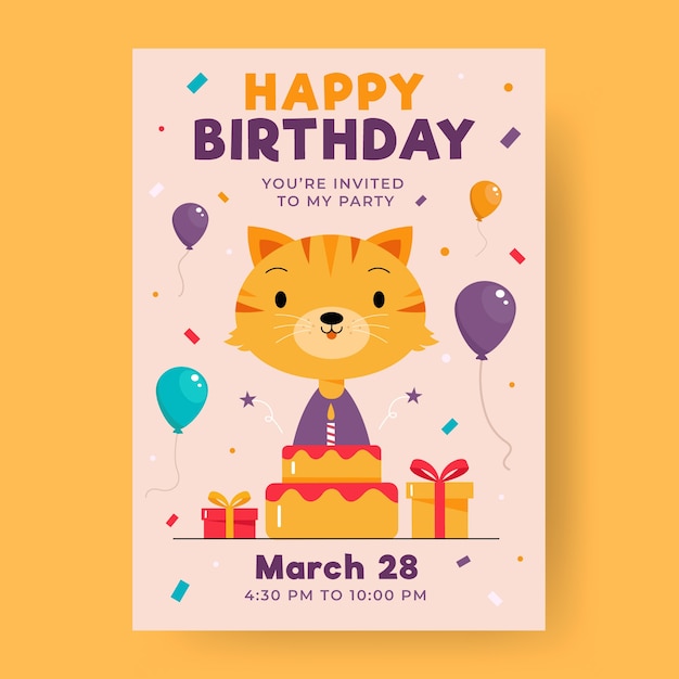 Free vector childrens birthday invitation template