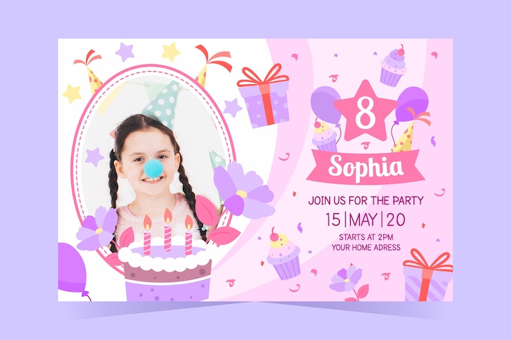 Free Vector childrens birthday invitation template