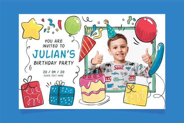 Free vector childrens birthday invitation template