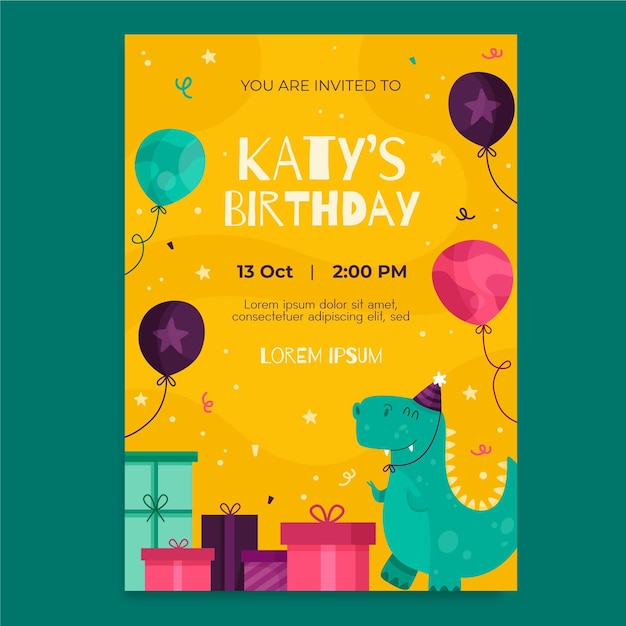 Free vector childrens birthday invitation template