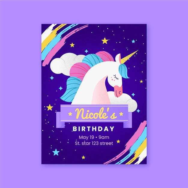 Free vector childrens birthday invitation template