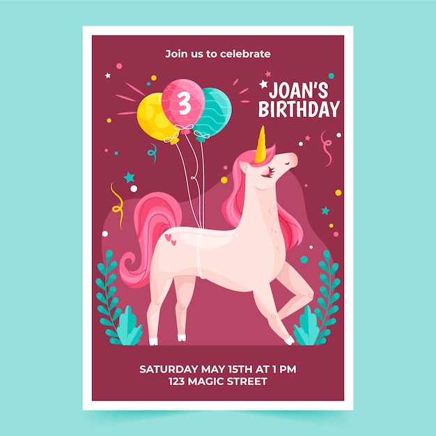 Free vector childrens birthday invitation template