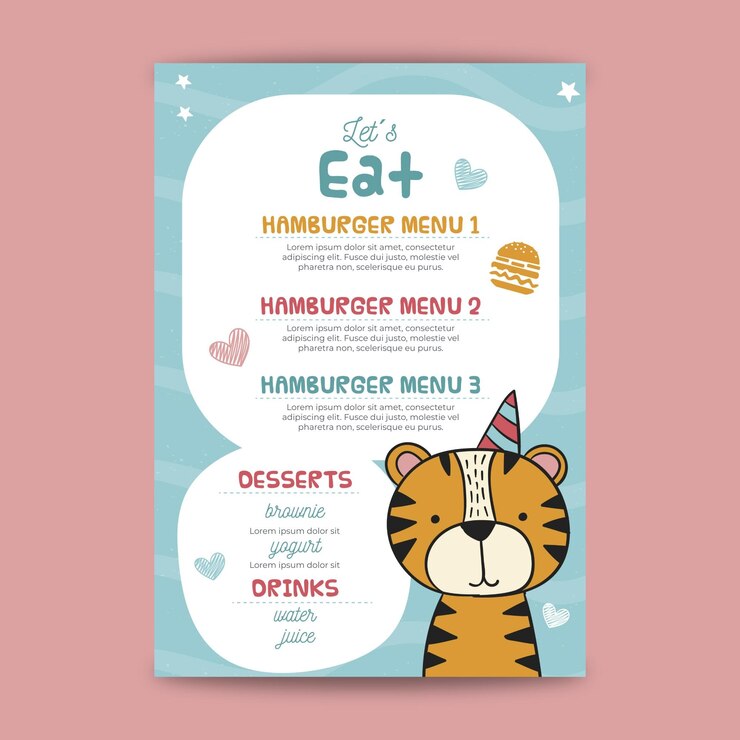 Free Vector childrens birthday menu