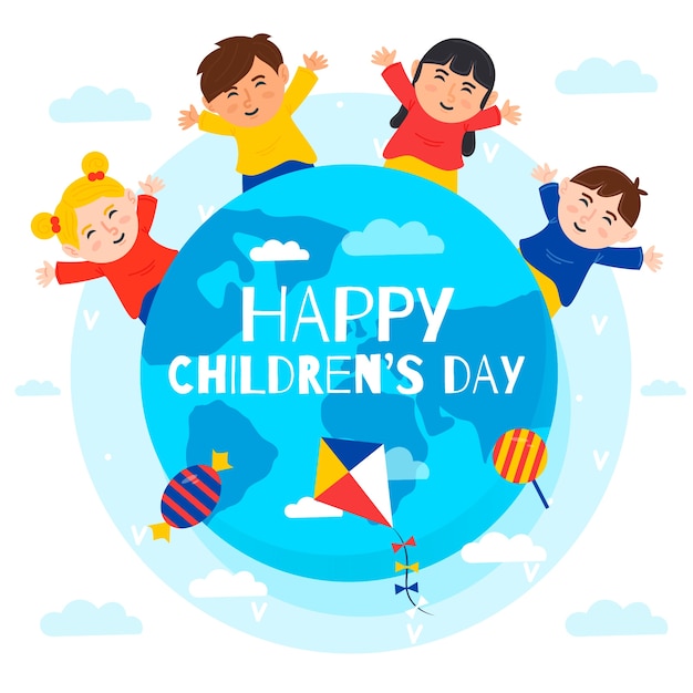 Childrens day concept in flat design