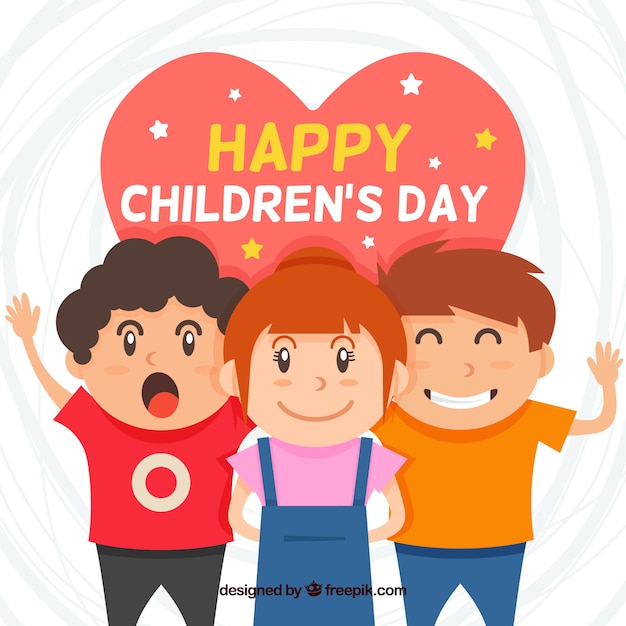 Бесплатное векторное изображение Дизайн детского дня с радостными детьми