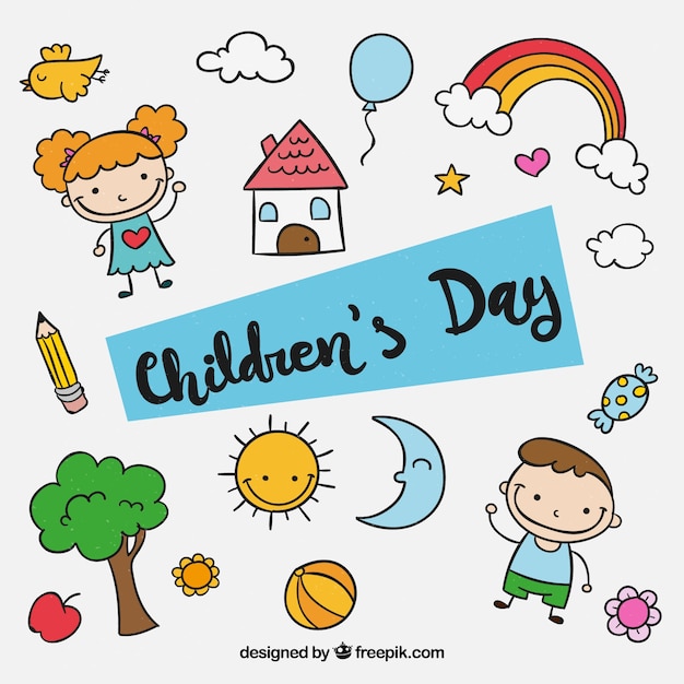 Childrens day design with kids elements