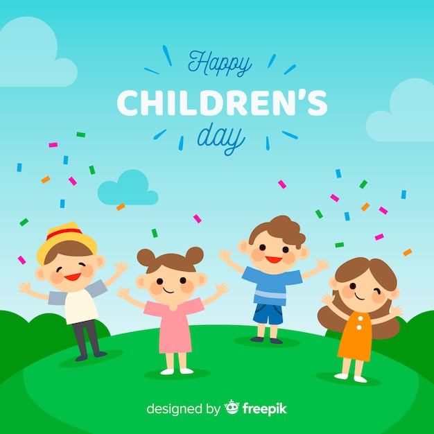 Free vector childrens day flat confetti collection