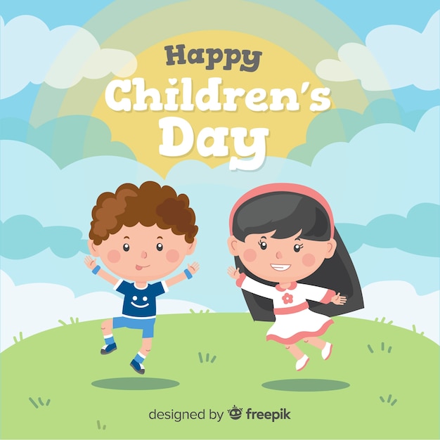 Free vector childrens day hand drawn kids background