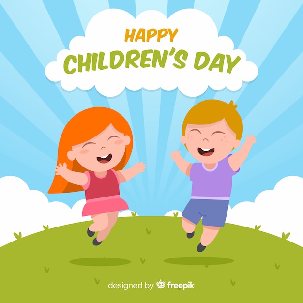 Free vector childrens day jumping kids background