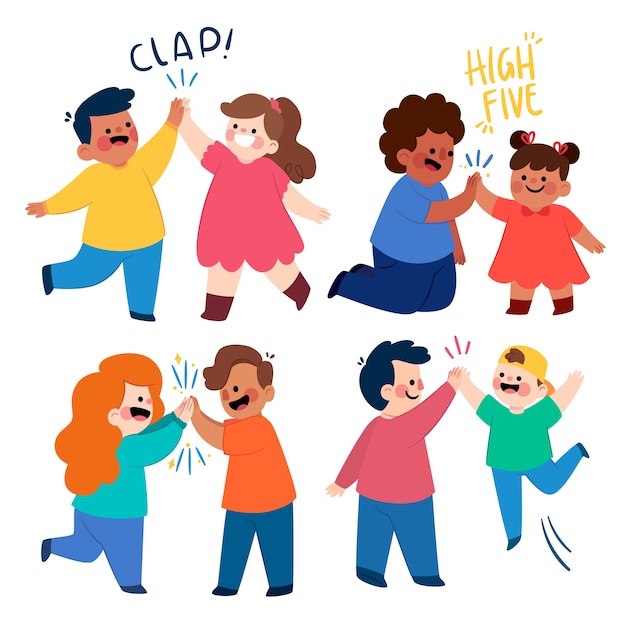 Free vector childrens giving high five illustration