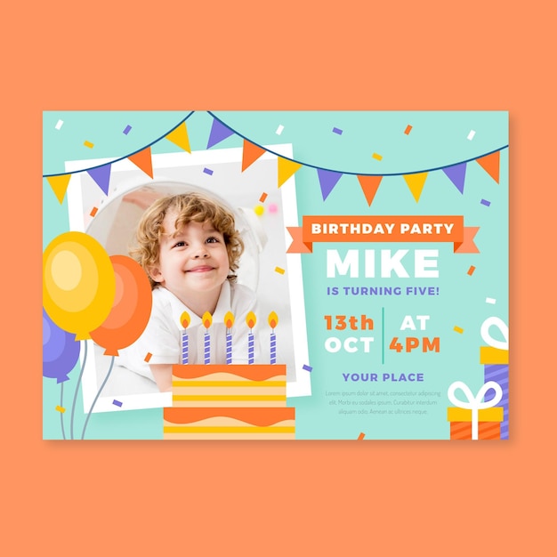 Childrens happy birthday invitation template