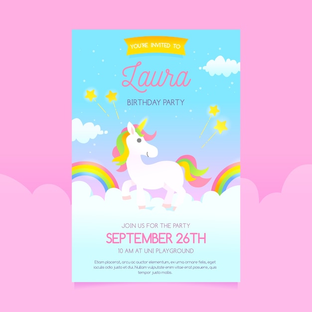 Free vector childrens invitation card template