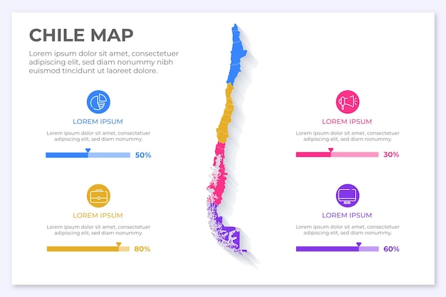 Chile map infographic in flat design