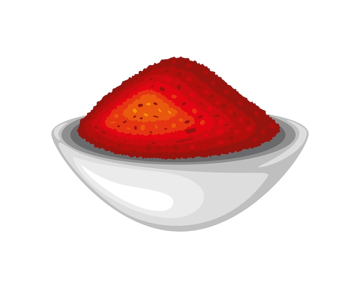 Free Vector chili pepper powder in bowl illustration isolated