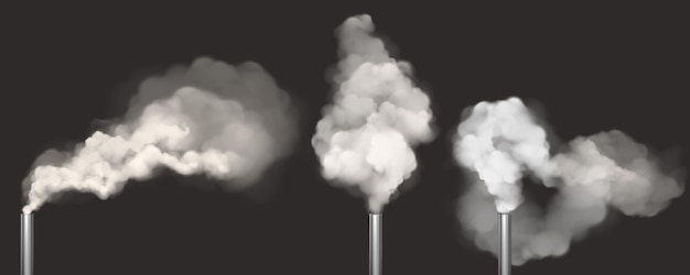 煙の煙突、白い蒸気セットのパイプ