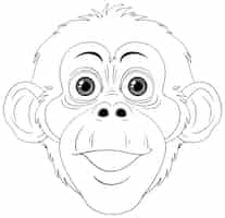 Free vector chimpanzee cartoon character outline for coloring