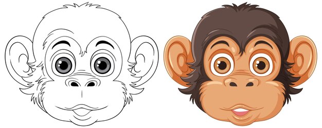 Chimpanzee Cartoon Character Outline for Coloring