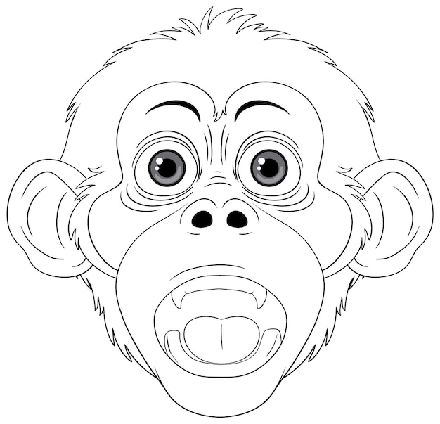 Free vector chimpanzee cartoon character outline for coloring