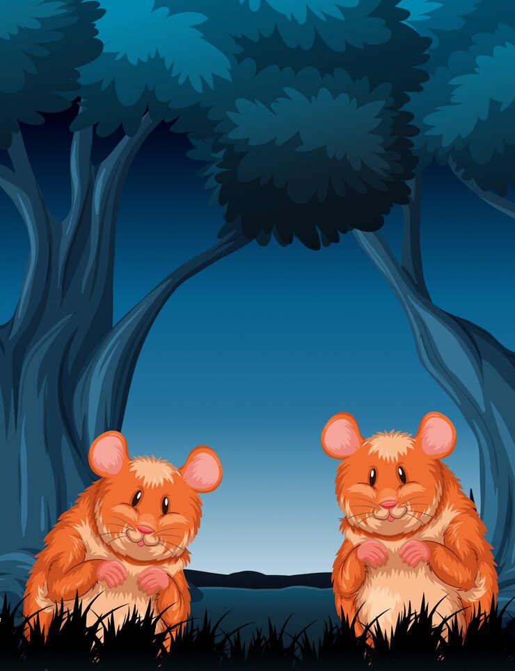 Free Vector chimpmunks in nature wood night scene