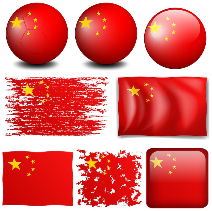 無料Vector 異なるデザインの中国の国旗イラスト
