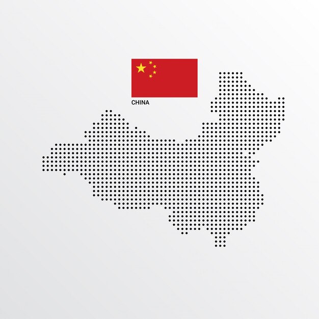 Китай Дизайн карты с флагом и светлым фоном