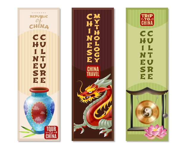 Free vector china travel vertical banner set