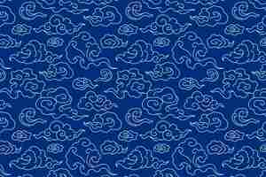 Free vector chinese blue background, cloud pattern illustration vector