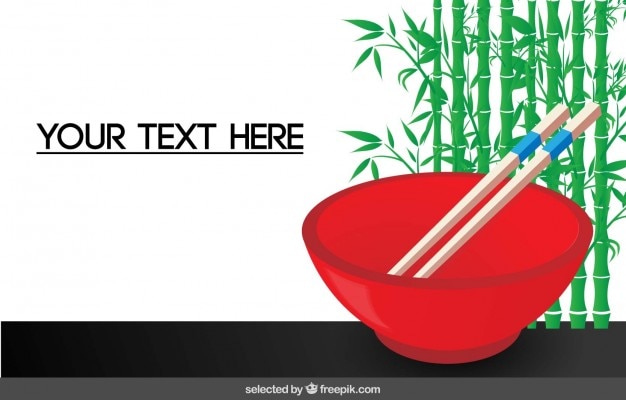 Free Vector chinese bowl and bamboo illustration