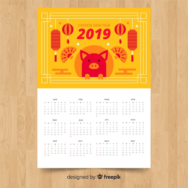 Free vector chinese calendar 2019