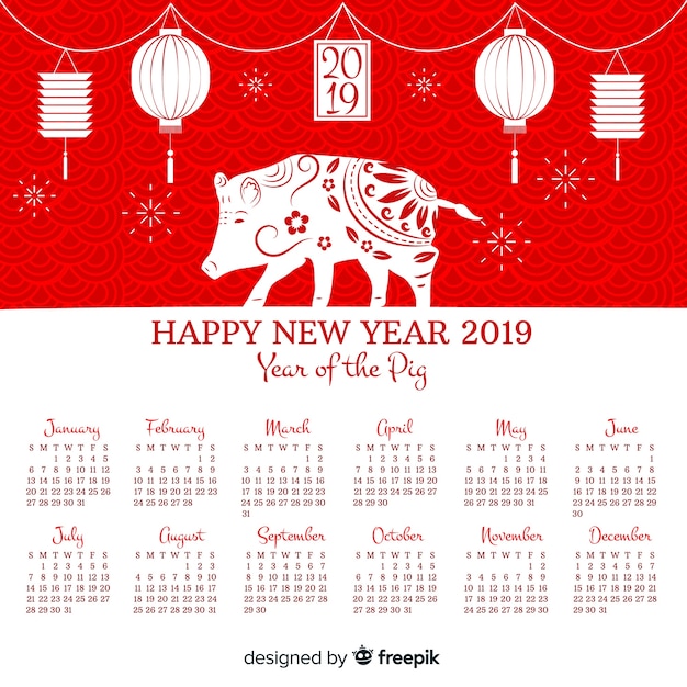 Free vector chinese calendar 2019