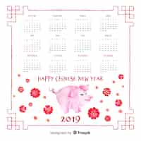 Vettore gratuito calendario cinese 2019