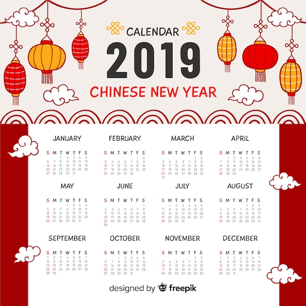 Free vector chinese calendar 2019