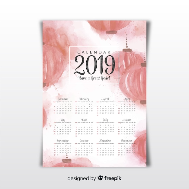 Free vector chinese calendar 2019