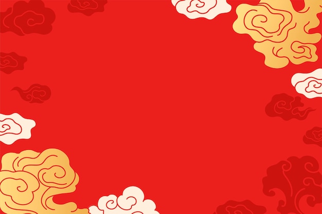 Chinese desktop background, red cloud illustration