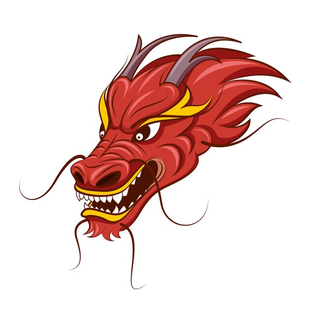 中国のドラゴンの頭のイラスト。