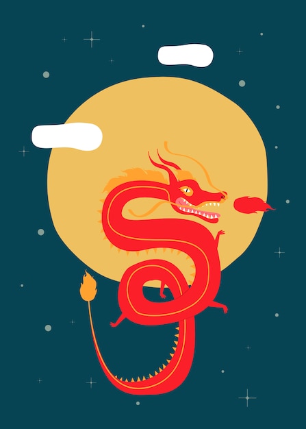 Vettore gratuito segno zodiacale drago cinese