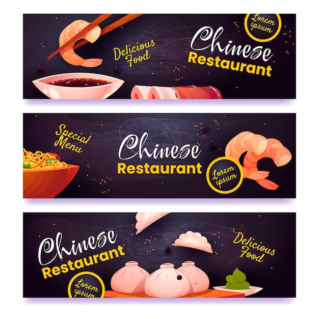 Free vector chinese food banners illustrated