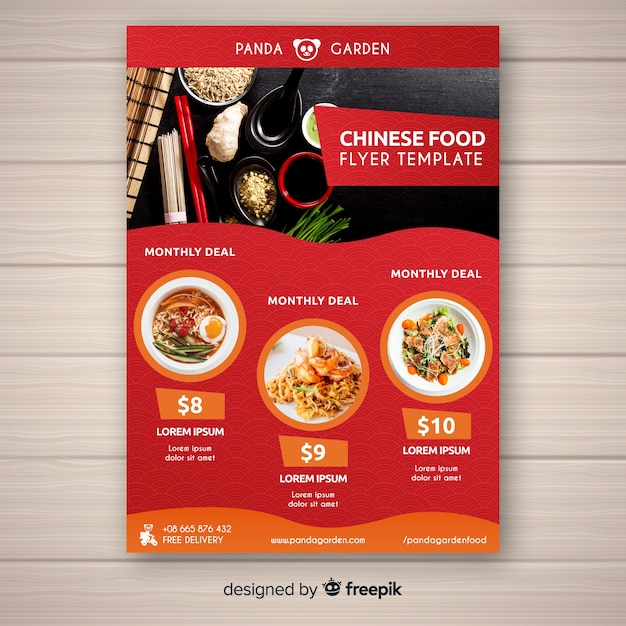 Free vector chinese food flyer template