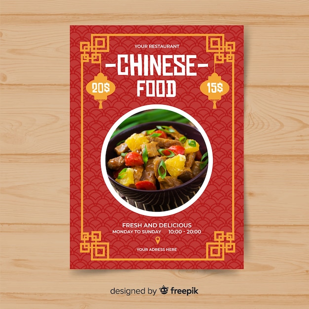 Free vector chinese food flyer template