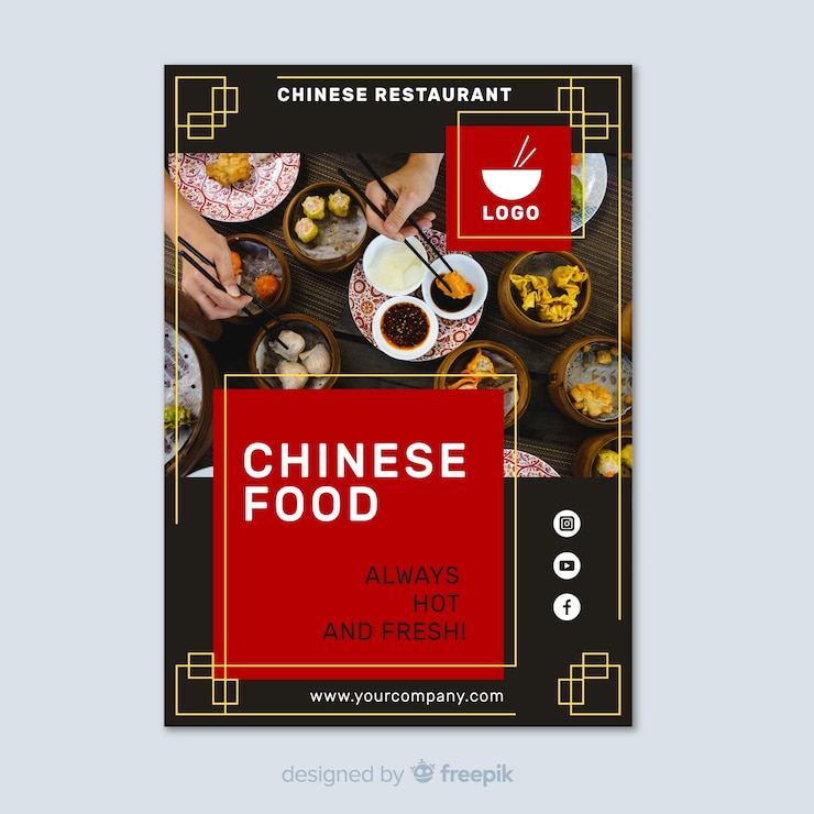 Free Vector chinese food flyer template