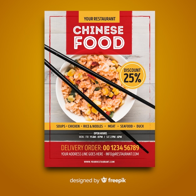 Free vector chinese food flyer template