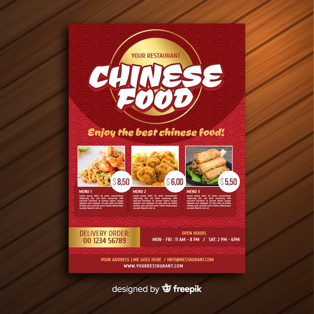 Free vector chinese food flyer template