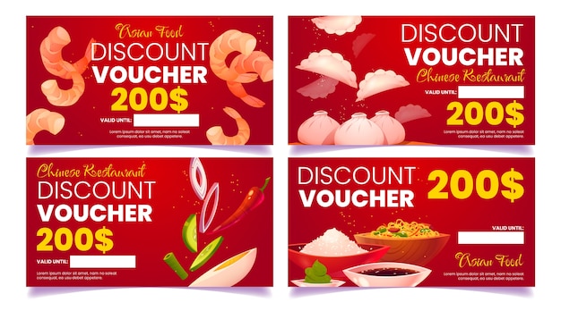 Chinese food vouchers illustrated