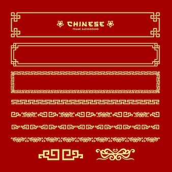 Chinese frame style collections on red background vector illustrations