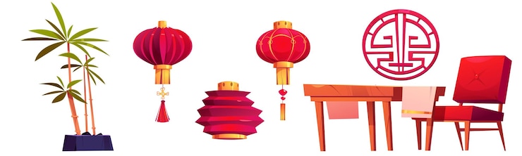 Free Vector chinese furniture for tea ceremony