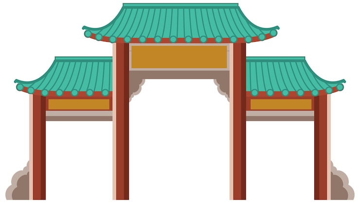 Free Vector chinese gate or paifang isolated on white background