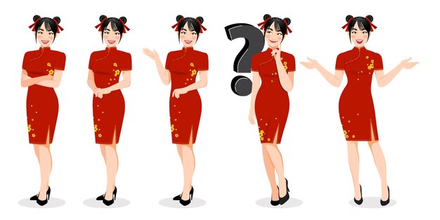 ヴィンテージデザインイラストで中国の伝統的な帽子と中国人のロゴ プレミアムベクター